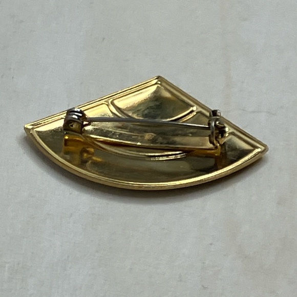 Vintage 1980’s Art Deco Style Brooch, Enameled sparkling black and glitter gold - Picture 4 of 5